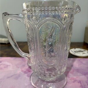 Clear Glass Pitcher with Rabbit Design